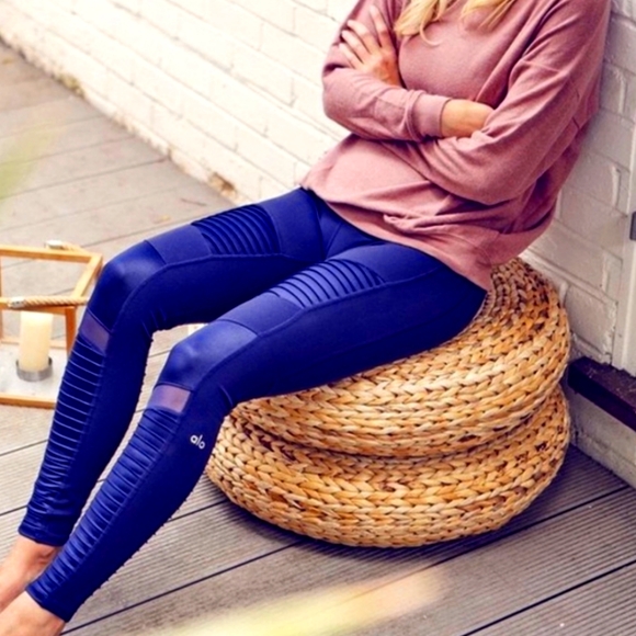 Navy Alo Moto Leggings *brand new!* - Picture 1 of 4